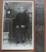 P6-Vintage B/W Old Chinese Lady Antique Clock Photo picture