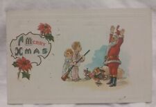 Postcard Merry Xmas Children Holding Santa Claus at Gunpoint Christmas c1910 picture