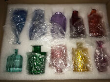 10 Rainbow Colored Glass Bud Vase Bottles Set picture