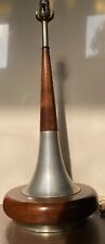 Original Mid Century Lamp Genie Danish Wood Atomic Works Silver Rocket 1950's picture