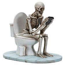  Skeleton on Toilet Skull Figurine Statue Skeleton Halloween picture