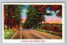 Pryor OK-Oklahoma, Scenic Path Greetings, Antique, Vintage Souvenir Postcard picture