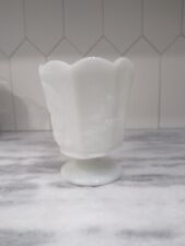 Vintage EO Brody Milk Glass Bowl Compote Grape Leaves Paneled Footed Pedestal P3 picture
