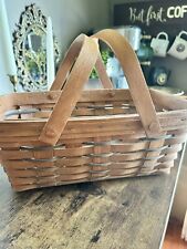 Vintage Longaberger Double Swing Handle Signed Chore Basket, Barn & Silo Stamp picture