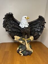 Bald Eagle Statue 18” High Perching On Branch Home Garden Figurine Composite picture