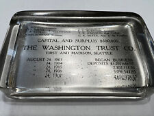 Antique Seattle 1908 WASHINGTON Trust Co Bank Lucite Paperweight Clise Simpson picture
