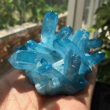 Aqua Aura Blue Quartz Titanium Cluster Mineral Specimen Healing Crystal 80-100g picture