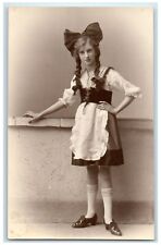 c1910's Pretty Girl France Southsea Big Ribbon Curly Hair RPPC Photo Postcard picture