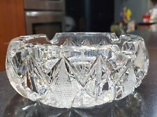 Beautiful Vintage Heavy Lead Crystal Clear Diamond Point Cut Glass Dish Ashtray  picture