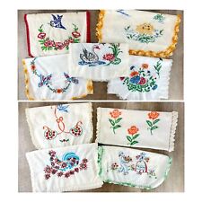 Vintage Lot Of 9 Hand Embroidered Table Runner Dresser Scarf MCM Rooster Dutch picture