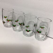 4 Rare Artland Christmas Holly Day Hand Made Holly Embedded Highball Glasses picture
