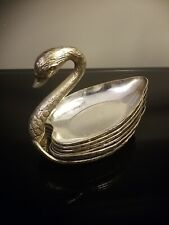 Vintage Silver Plated Swan Nesting Bowls Set of 6 Feather Candy Trays picture
