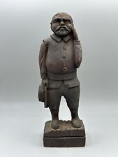 Vintage Antique Hand Carved Wooded Folk Art Statue Of Man Figure OLD 10 1/2in” picture