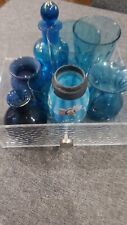 Collection Of 8 Antique Blue Cobalt  Glasses Mini Bottles Handpainted Opaline picture