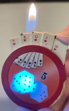 ROYAL FLUSH COLLECTIBLE LIGHTER - LIGHTS UP RED & BLUE - WORKS picture