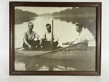 Antique Victorian Photo Men Fishing In Wooden Boat Photograph picture