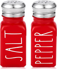 Red Salt and Pepper Shakers Set by Brighter Barns - Farmhouse Red Kitchen Decor  picture