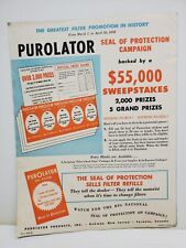 Vintage Purolator Oil Filter Advertisement Booklet Brochure The 1958 Bonanza picture
