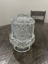 Vintage Indiana Glass Clear Fairy Lamp Stars and Bars Design 6.75