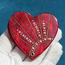 Vintage Heart Shaped Compact Mirror. Estate Find  picture