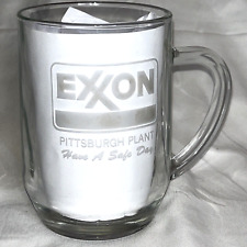 Exxon Mug Pittsburgh Plant Oil Fuel Pennsylvania Clear Etched Glass picture