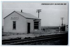 c1953 Cri&p Wabash Belknap Iowa Railroad Train Depot Station RPPC Photo Postcard picture