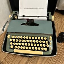 Smith Corona SCM 1968 Blue Super Sterling Manual Portable Typewriter W/Case Vtg picture