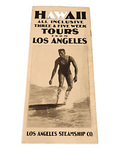 1928 Los Angeles Steamship Company Tours Hawaii LASSCO Brochure Man Surfing RRP7 picture