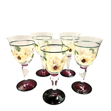 Set of 5 Gibson Designs Sweet Magnolia Bloom Water Goblets Glasses 12 oz picture