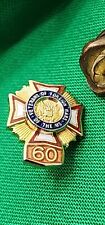 Rare Vintage Military Veterans of Foreign Wars Of The US 60-year Member Tack Pin picture