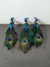 Vintage Teal Blue GPeacock with Feather Tail Christmas Ornament K11 picture