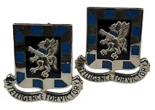 Pair VINTAGE MILITARY Pin “Intelligence For Victory” picture