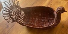 Vintage Brown Turkey Wicker Rattan Basket Thanksgiving Fall Table Decoration picture