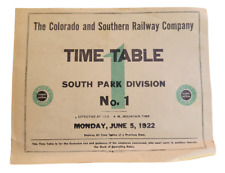 Colorado & Southern Railway Timetable South Park Division No. 1 06/05/1922 B1 picture