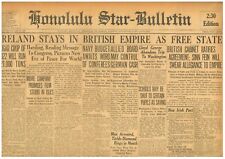 Ireland Stays in  BRITISH EMPIRE As a Free State Sinn Fein December 6 1921 B7 picture