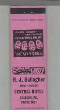 Matchbook Cover - Music Related R.J. Gallagher Central Hotel Cresson, PA picture