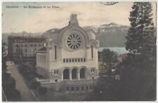 1910 Lausanne, Switzerland - Jewish Synagogue - Hand Colored Judaica Postcard picture