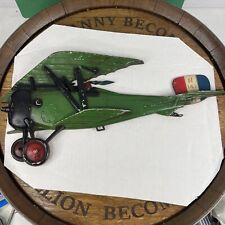 Vintage Sexton Green Biplane Airplane 3D Metal Wall Art 20” VG Condition picture