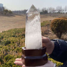 800g Natural White Clear Quartz Obelisk Crystal Energy Wand Point Reiki Decor +S picture