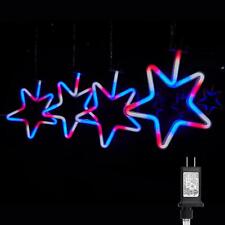 4th of July Decorations Outdoor Red White and Blue Lights, 4 Big Neon Star Plug picture