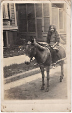 RPPC BEAUTIFUL YOUNG GIRL LONG LONGER WAVY HAIR DONKEY 1918-1930 picture