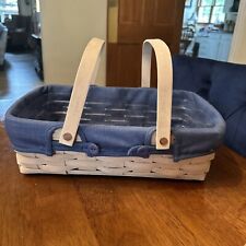 Longaberger 2001 Whitewashed Small Gathering Basket, Liner & Protector picture