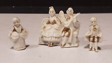 3- Antique German Porcelain Figurines Family Colonial Mother Father Daughter Son picture