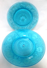 Tiara Vintage Cut Glass Aqua Blue Plates Set 2 1970's for Cake Stand picture