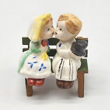 Vintage Kissing Bride Groom On Bench Ceramic Salt And Pepper Shakers Japan picture