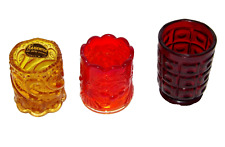 Amberina Yellow Red, Ruby Red, Kanawha Amber Glass Toothpick Matchstick 3 Holder picture