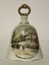 Vintage Currier & Ives  ” The Snow Storm”  Winter Christmas Porcelain Bell Japan picture