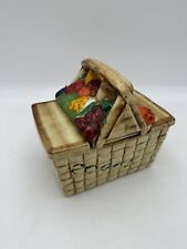 1961 Vintage McCoy Pottery USA Hand-painted Fruit Picnic Basket Cookie Jar Rare picture