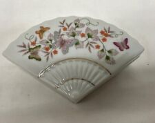 Avon 1980 Butterfly Fantasy Porcelain Fan Trinket Box Vintage picture