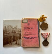 WW1 2 X GERMAN MEDALS AND SOLDIERS ENLISTMENT BOOK TRUE COLLECTORS ITEM picture